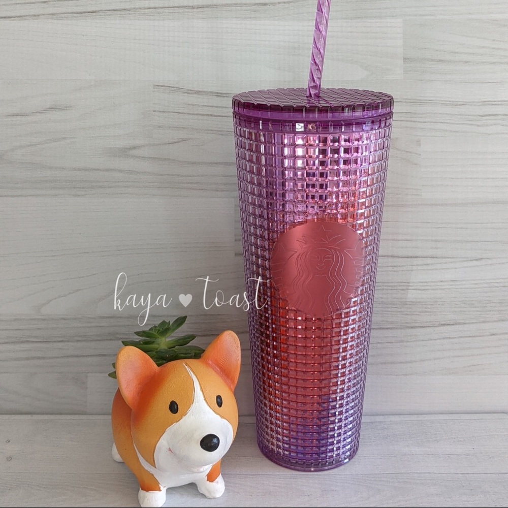 Starbucks Purple and Red Grid Studded Tumbler